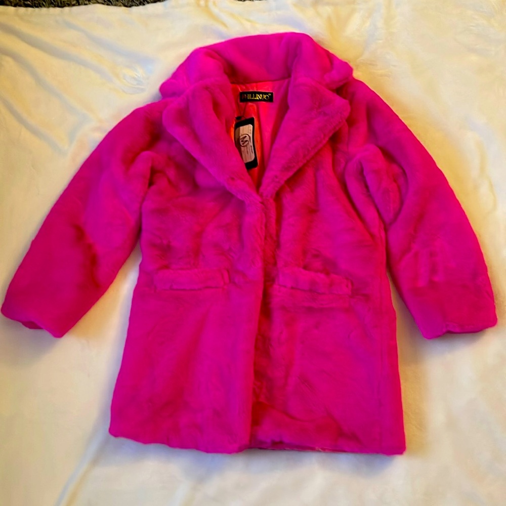 Super Soft Hot Pink Faux Fur Coat